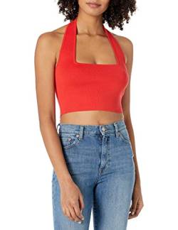 The Drop Damen Neckholder-Bralette Greta, enganliegend, rechteckiger Schnitt, Rot, M von The Drop