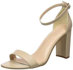 The Drop Damen Rebecca Riemensandalen mit Hohem Blockabsatz Heeled Sandal, Beige, 39.5 EU von The Drop