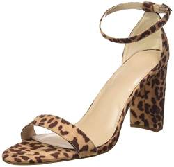 The Drop Damen Rebecca Riemensandalen mit Hohem Blockabsatz Heeled Sandal, Leopardenmuster, 40 EU von The Drop