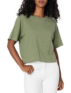 The Drop Damen Sydney T-Shirt, kurzer Cropped-Stil, Rundhalsausschnitt, Olivgrün, M von The Drop