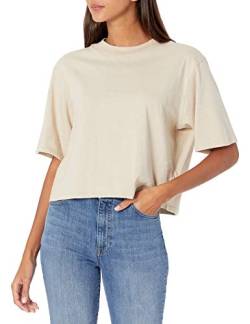 The Drop Damen Sydney T-Shirt, kurzer Cropped-Stil, Rundhalsausschnitt, Sand, XL von The Drop