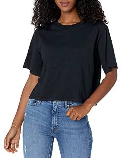 The Drop Damen Sydney T-Shirt, kurzer Cropped-Stil, Rundhalsausschnitt, Schwarz, L von The Drop