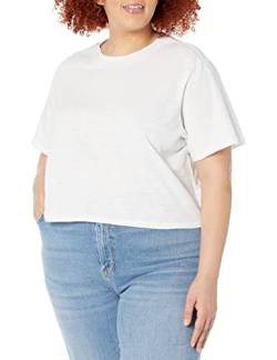 The Drop Damen Sydney T-Shirt, kurzer Cropped-Stil, Rundhalsausschnitt, Weiß, M von The Drop