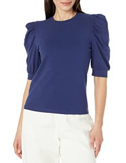 The Drop Damen T-shirt Mariko, Puffärmel, Rundhals, Stretch-jersey, Marineblau, XS von The Drop