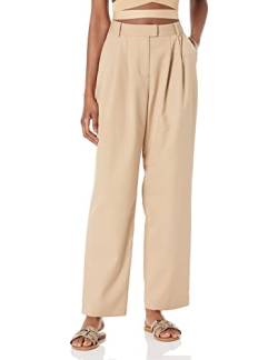 The Drop Dylan Pleated Straight Pant Hose, Stone, 5XL Große Größen von The Drop