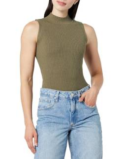 The Drop Karolina Sleeveless Ribbed Mock-Neck Sweater Fashion-t-Shirts, Capers Olive, M von The Drop