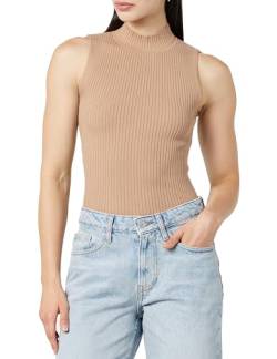 The Drop Karolina Sleeveless Ribbed Mock-Neck Sweater Fashion-t-Shirts, Praline, M von The Drop