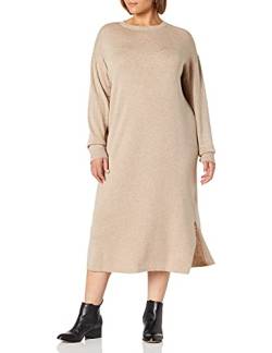 The Drop Suki Ripp-Midi-Pulloverkleid mit V-Rücken für Damen, Sand meliert, Größe XS von The Drop
