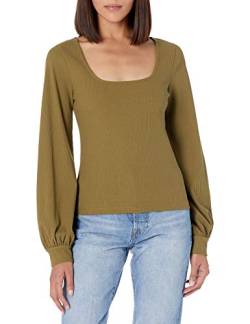 The Drop Top für Damen, @lucyswhims Top mit Ballonärmeln und geradem Ausschnitt, Military Olive, M von The Drop