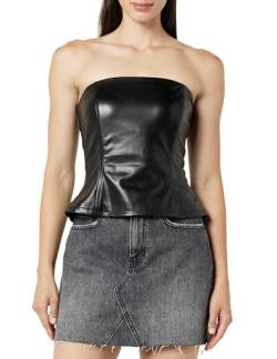 The Drop Women's Alejandra Strapless Corset Top, Black Vegan Leather, 3X, Plus Size von The Drop