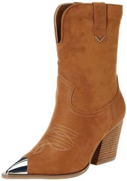 The Drop Women's Cowboystiefel Sandra mit Absatz, Cognac, 42 von The Drop