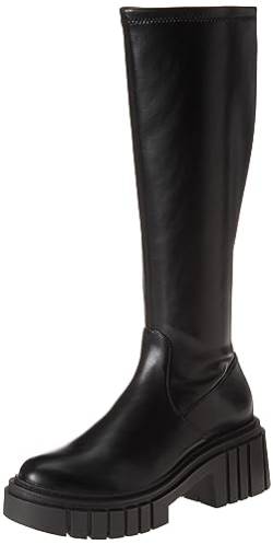 The Drop Women's Plateaustiefel Kennedy mit Stollensohle zum Hineinschlüpfen, Schwarz, 36 von The Drop