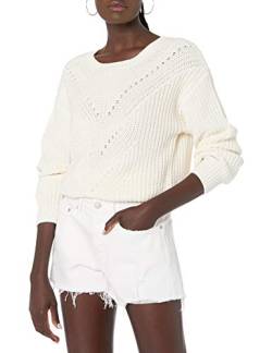 The Drop Women's Selena Cable Front Cropped Sweater, Whisper White, XL von The Drop