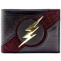 DC Flash Goldener Blitz Emblem Outfit Texturierte Geldbörse/Geldbeutel Bi-Fold ID & Kartenhalter, Schwarz von The Flash
