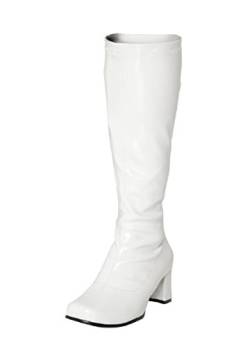 Damen Fancy Dress Party Go Go Stiefel 60er 70er Jahre Retro Größe 3 4 5 6 7 8 9 10 11 12 verschiedene Designs, Weiß - weiße Lacklederoptik - Größe: 38 EU von The Footwear