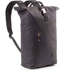 The Friendly Swede Rolltop Rucksack mit 13 Zoll Laptopfach - Städtisch Leicht, Wasserfestes TPU - Minimalistischer Laptop Kurierrucksack Wasserdicht für Schule, Uni, Arbeit - Berthåga 16L (Schwarz) von The Friendly Swede