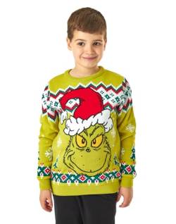 The Grinch Kids Grüner Strick-Weihnachtspullover | Festlicher Feiertagspullover - Spaß & Gemütlich | Erlebe den ikonischen Geist des Grinch im Sweatshirt-Stil in dieser Weihnachtszeit von The Grinch