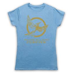 Hunger Games Mockingjay 2 The Fire Will Burn Forever Damen T-Shirt, Hellblau, Small von The Guns Of Brixton