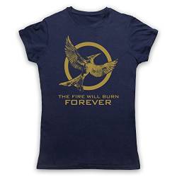 Hunger Games Mockingjay 2 The Fire Will Burn Forever Damen T-Shirt, Ultramarinblau, Small von The Guns Of Brixton