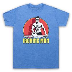 Ironing Man Iron Man Parody Herren T-Shirt, Jahrgang Blau, XL von The Guns Of Brixton