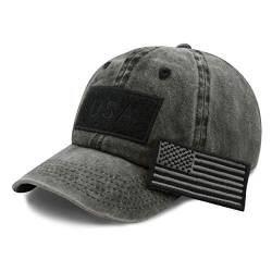 The Hat Depot Baumwolle & Pigment Low Profile Tactical Operator USA Flag Patch Military Army Cap, 1. Pigment – Schwarz, Einheitsgröße von The Hat Depot
