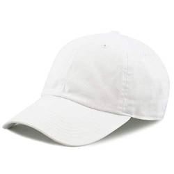 The Hat Depot Dad Hat Damen Herren Blank Washed Low Profile Baumwolle und Denim Baseball Running Golf Cap Hat, Weiß, Einheitsgröße von The Hat Depot