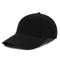 The Hat Depot Dad Hat Damen Herren Blank Washed Low Profile Baumwolle und Denim Baseball Running Golf Cap Hat, solide, schwarz, Einheitsgröße von The Hat Depot