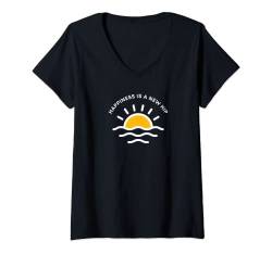 Damen Happy ist ein neuer Hüftersatz T-Shirt mit V-Ausschnitt von The Hip Tee
