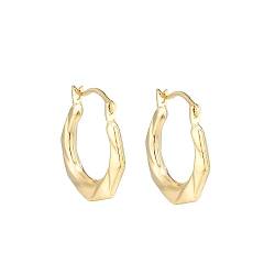 Creolen, 9 Karat Gold, Sechseckschliff von The Jewellery Stockroom