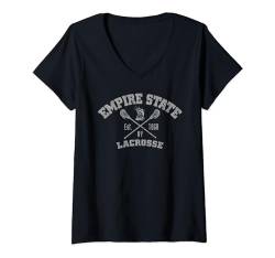 Damen Empire State Lacrosse gegründet 1868 T-Shirt mit V-Ausschnitt von The LAXitude Lacrosse Collection