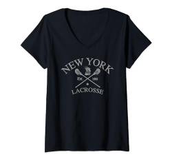 Damen New York Lacrosse gegründet 1868 T-Shirt mit V-Ausschnitt von The LAXitude Lacrosse Collection