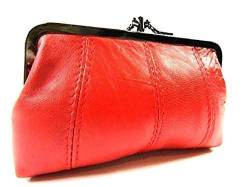 Damen Echtleder Clip Top Geldbörse - Rot, Einheitsgröße von The Leather Emporium