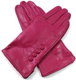 Damen Premium Qualität Luxus Super Weich Echtleder Handschuhe Pelzfutter Winter Warm - Magenta Rosa, L von The Leather Emporium