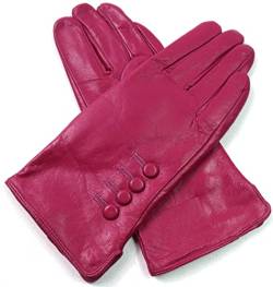 Damen Premium Qualität Luxus Super Weich Echtleder Handschuhe Pelzfutter Winter Warm - Magenta Rosa, S von The Leather Emporium