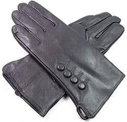 Damen Premium Qualität Luxus Super Weich Echtleder Handschuhe Pelzfutter Winter Warm - grau, L von The Leather Emporium