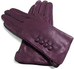 Damen Premium Qualität Original Superweich Leder Handschuhe Kunstpelz Futter Winter Alltag Warm - Lila, L von The Leather Emporium