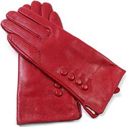 Damen Premium Qualität Original Superweich Leder Handschuhe Kunstpelz Futter Winter Alltag Warm - Rot, L von The Leather Emporium