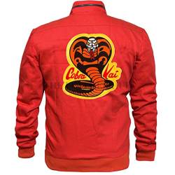 Johnny Lawrence Karate Kid Red Cobra Herren Kobra Kai Serie Baumwolle Jacke, Rot/Ausflug, einfarbig (Getaway Solids), XL von The Leathers Hub