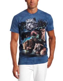 The Mountain Big Cats Jungle T-Shirt für Erwachsene, Blau, XL von The Mountain