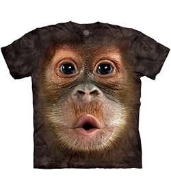 The Mountain Big Face Baby Orang-Utan T-Shirt für Erwachsene, Braun, XL von The Mountain