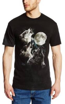 The Mountain Herren T-Shirt DREI Wolf Mond Kurzarm - Grün - X-Groß von The Mountain