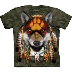 The Mountain Native Wolf Spirit T-Shirt für Erwachsene, Grün, Größe L von The Mountain