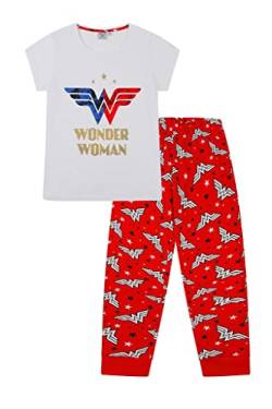 DC Comics Damen Schlafanzug Wonder Woman, lang, Baumwolle, Weiß / Rot, blau, 34 von The Pyjama Factory