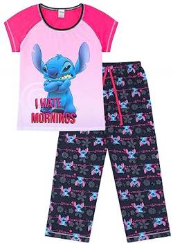 Disney Lilo and Stitch I Hate Mornings Langer Damen-Schlafanzug Gr. 44, rose von The Pyjama Factory