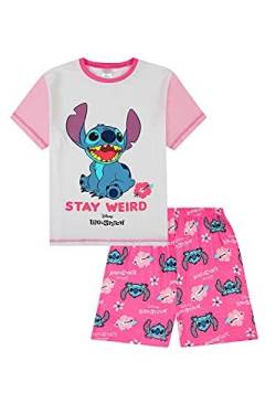 Lilo and Stitch Stay Weird Schlafanzug für Mädchen, Rosa / Weiß Gr. 7 Jahre, rose von The Pyjama Factory