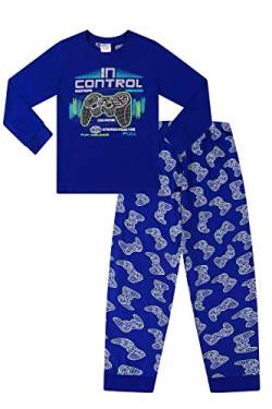 Jungen Pyjama in Control Blue Gamer lang 9 bis 16 Jahre Gr. 14- 15 Jahre, blau von The PyjamaFactory