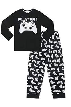 Player 1 Gaming-Controller, langer Schlafanzug Gr. 13 - 14 Jahre, Schwarz von The PyjamaFactory