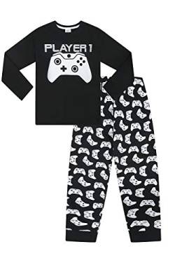 Player 1 Gaming-Controller, langer Schlafanzug Gr. 146, Schwarz von The PyjamaFactory
