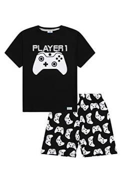 Pyjama-Set mit Design Player 1 / Player 2 und Controller, kurz Gr. 7-8 Jahre, Spieler 1 von The PyjamaFactory