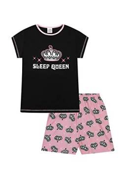 Schlafanzug für Mädchen, 10 bis 16 Jahre, Rosa / Schwarz Gr. 11-12 Jahre, Schwarz von ThePyjamaFactory
